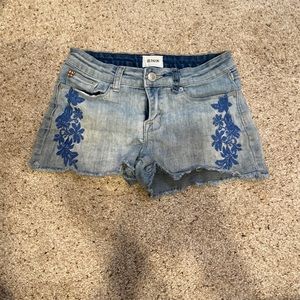Blue Jean short with blue flowers